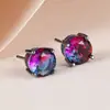 Pendientes de Cristal de Zirconia Blanca Redonda con Garras Cuatro, Explosiones Blancas K Blancas de Shein Transfronterizos para Mujer, 8 mm, Joyería de Oreja Simple de Moda Versátil