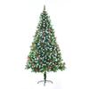 Pinha de Frutas com Ponta Afiada Pintada de Branco e Vermelho, Árvore de Neve com Galhos Brancos Densos, Árvore de Natal Retardante de Chama em PVC