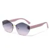 Nuevas Gafas de Sol Poligonales con Gradiente Sin Marco de Borde Cortado Estilo Europeo y Americano de Moda Transfronteriza para Hombres y Mujeres, Gafas de Sol de Fiesta Elegantes y Únicas