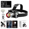 Linterna frontal LED Popular para Exteriores Transfronteriza con Luz Fuerte y Larga Duración de Batería, Linterna Frontal para Pesca Nocturna Montada en la Cabeza con Pantalla Digital Zoomable y Sensor