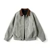 Otoño 2026 Nuevo Chaqueta de Cuero para Hombre Tejida con Bloques de Color Cuello Retro Sensación de Alta Gama Chaqueta Abrigo Sensación de Alta Gama Moderna