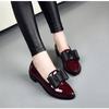 Sapatos Pequenos de Couro Estilo Britânico para Mulheres Bico Fino Plano Cor Sólida Laço Salto Baixo Sapatos de Trabalho para Mulheres Venda Direta da Fábrica