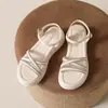 Sandálias para Mulheres 2026 Verão Novo Estilo Sapatos Romanos Estilo Fada com Solado Grosso com Strass para Uso Externo Sandálias Plataforma Sandálias de Uma Tira