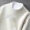Suéter Premium de Cachemir con Cuello Medio para Hombre, Corte Holgado, Nuevo Estilo Otoño e Invierno 2026, Suéter Básico Casual de Punto de Lana