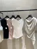 Camiseta Feminina Manga Única Verão 2026 Estilo Coreano Simples Slim Fit com Cintura Marcada Manga Curta 80727