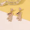 Moda transfronteriza europea y americana moda elegante casual combinan con todo lujo ligero nuevo personalizado lindos pendientes de oso pendientes pendientes