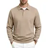 Camisa polo masculina de malha jacquard tamanho europeu transfronteiriça, outono e inverno, gola de lapela, manga longa, texturizada, top pullover casual de negócios