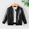 Suministro Directo de Fábrica Ropa para Niños Primavera y Otoño Nuevos en Stock Chaqueta de Cuero Cuello Alto Pequeño Abrigo de Moda a Prueba de Viento
