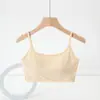 Camisole Curta com Decote U em Lyocell com Bojo Embutido para Mulheres, Adequada para o Verão, Tomara que Caia Branco