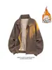 Chaqueta estilo americano, forrada de polar, blanca, talla grande, engrosada, 2026 HJ26687, tallas M-5X, HM26864 - Especial P54