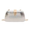 Caja de Metal Borgoña Retro Europea y Americana de Nicho Bolso Cuadrado Pequeño Versátil para Banquetes Bolso para Teléfono Móvil Bolso de Mano Cruzado