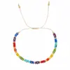 Pulseira Geométrica Colorida Redonda com Contas Feminina Feita à Mão Ajustável Fresca Doce Verão Promoção Publicitária