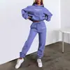 Sudadera con capucha y estampado de letras popular europea y americana de Amazon para mujer, conjunto de pantalones de forro polar casual a la moda