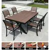 Mesa y Sillas de Madera y Plástico para Exteriores de Metal Patio Madera Anticorrosión Mesa de Comedor de Ocio para Exteriores Juego de Mesa y Sillas Pequeñas para Balcón Abierto en el Jardín