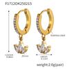 Oumika Acero Inoxidable Diamante Completo Micro-incrustado Trébol Zircón Aretes PVD Chapado Oro Verdadero 18K Conservación del Color