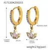 Pendientes de Trébol con Incrustaciones de Micro Diamantes de Azúcar Zirconia para Mujer Acero Inoxidable Chapado en Oro al Vacío PVD Pendientes Ligeros de Lujo Elegantes
