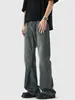 Jeans de Pierna Recta con Estampado de Bambú Retro Americano para Hombre 2025 Nuevos Holgados Modernos Lavados Pantalones Acampanados Moda Masculina
