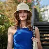 Nuevo en stock Primavera y Verano Sombrero de Pescador Tejido a Mano para Mujer Sombrero de Cubo de Seda Helada de Ala Corta para la Cara Pequeño Sombrero de Cuenca de Crochet