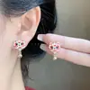 Brincos Leão Vermelho Wake para Mulheres Festivos de Ano Novo 2025 Novo Estilo Chinês Estilo Nacional Brincos Estilo Ano Novo Brincos de Agulha de Prata 925 Tendência