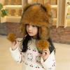 Sombrero de Orejeras de Mapache Pequeño con Ala Grande, Piel Sintética de Mapache, Sombrero Lei Feng Cálido de Invierno para Niños y Adultos, Hace que la Cara Parezca Más Pequeña