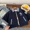 Chaqueta para Niños Bangcheng 2026 Primavera Nueva Chaqueta Reversible de Bloques de Color a Cuadros Tendencia de Moda Otoñal Holgada para Niños