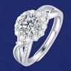 Yihua Anillo de Flor Grande de Diamante Girasol 2 Quilates Diamante Moissanita Simulado Color D Anillo de Promesa Ajustable Anillo de Diamante de Compromiso