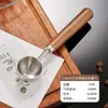Venda direta da fábrica 304 aço inoxidável colheres medidoras café leite em pó colheres medidoras cabo de madeira antiaderente pó não enferrujante tempero colheres medidoras