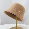 Sombrero de Pescador Simple de Lana de Cordero Japonés para Mujer Otoño Invierno Sombrero de Pescador de Felpa Color Sólido Sombrero de Cubo de Lana Mixta Sombrero de Moda Tendencia