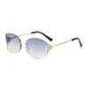 Moda Transfronteriza Europea y Americana Metal Gafas de Sol para Mujer Miaojia Tendencia Fotografía Callejera Gafas de Sol con Visera Curva Gafas para Mujer