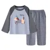Pijama infantil para niños, 100% algodón, conjunto de manga larga para aire acondicionado, nuevo estilo primavera y otoño, conjunto de dos piezas para estar en casa para niños mayores