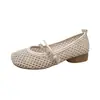 Zapatos Planos de Mujer con Tacón Grueso y Corte Bajo, Nuevo Estilo Otoño e Invierno 2026, Zapatos Mary Jane de Malla Transpirable con Punta Redonda, Mocasines