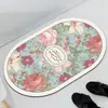 Alfombra de Piso Absorbente Antideslizante para Baño, Cocina, Puerta de Baño, Estampada con Flores de Amazon y Lodo de Diatomeas, Transfronteriza