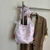 Bolsa de Lona Floral com Babados de Design Nicho Feminina 2025 Nova Moda Fofa para Menina Versátil para o Dia a Dia Bolsa de Axila