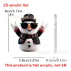 Boneco de Neve e Papai Noel de Desenho Animado Levantando as Mãos Pingente de Mochila de Carro de Acrílico 2D Decoração Pendente Adereços de Exibição