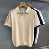 Camisa Polo de Punto de Manga Corta para Hombre Estilo Old Money, Cuello en V, Cuello de Gaviota, Camiseta con Textura Hueca, Verano, Venta al por Mayor de Fábrica Transfronteriza