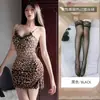 Lingerie sexy, decote em V profundo, estampa de leopardo, renda, vestido justo ao corpo, estilo puro e sedutor, inspirado em uniformes, novo design tentador, camisola quente de alça fina
