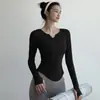 Temporada Nude Feel Secado Rápido Ropa de Yoga para Mujer Adelgazante Transpirable Camiseta Deportiva para Correr Entrenamiento Fitness Top de Manga Larga