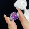 Pendientes de aro abierto con colgante de diamantes de lujo y amatista artificial de alta gama con circonita morada profunda para mujer