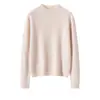 Suéter Suave y Amigable con la Piel Bai Cai Rong 100% Cachemira Pura para Mujer, Cuello Semi Alto, Color Sólido, Tejido Cálido, Versátil Capa Base Holgada