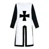 Casaco Masculino Medieval Acinturado Casaco Renascentista de Halloween Top Patchwork Dividido Cosplay Cavaleiros Templários
