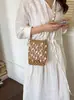 Bolso Nuevo Estilo Hecho a Mano con Cuentas y Conchas, Bolso de Hombro Hueco, Bolso de Teléfono de Paja Tejida a la Moda, Bolso de Playa Artístico para Mujer