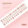 Manicure Blush Vermelho-Marrom Outono Cristal Rosa Modificação Unhas Usáveis Atacado Estilo de Luxo Acessível Unhas Postiças Unhas Usáveis 30 Peças