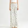 Novas calças de pijama térmicas femininas de outono, tecido escovado dupla face, adequadas para usar ao ar livre, estampa de desenho animado, calças de casa, calças compridas casuais