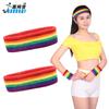 Faixa de cabeça esportiva arco-íris poliéster algodão toalha toalha anti-suor absorvente de suor para corrida direcionadora de suor cabelo faixa de cabeça fitness processamento em lote de fábrica