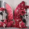 Decoración de ventana de exhibición de flores artificiales de mariposa gigante, soporte de mariposa floral, flor decorativa para accesorios de fotos y exhibición