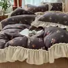 Juego de cuatro piezas clase A funda de cama de terciopelo de leche terciopelo grueso invierno terciopelo de coral alto gramaje sábana funda nórdica ropa de cama juego de tres piezas 4