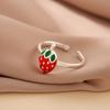 Moda dulce lindo fresa personalidad fruta anillo abierto mujeres mayoreo