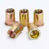 Tuerca remachable de cabeza plana con patrón vertical, tuerca de tracción, semihexagonal, tuerca de tracción hembra, color zinc, zinc blanco, acero al carbono, acero inoxidable 304, tapa de tracción