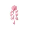 Novos Brincos Headdress Broche Case de Celular Acessórios de Roupa de Flor de Rede com Tassel Bilateral de Lírio-do-Vale para Menina Coreana