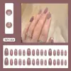 Mist Purple Moonlight Shimmer Cat Eye Unhas Longas Amêndoa Simples Temperamento Gentil Estilo Europeu e Americano Arte de Unha Removível 30 Peças